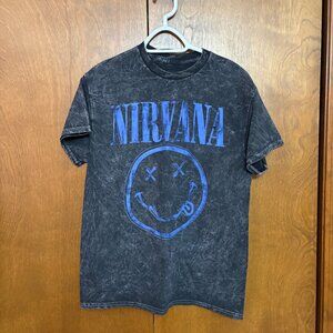Nirvana Short Sleeve Graphic Tee, Classic Grunge, Distressed, Band Logo